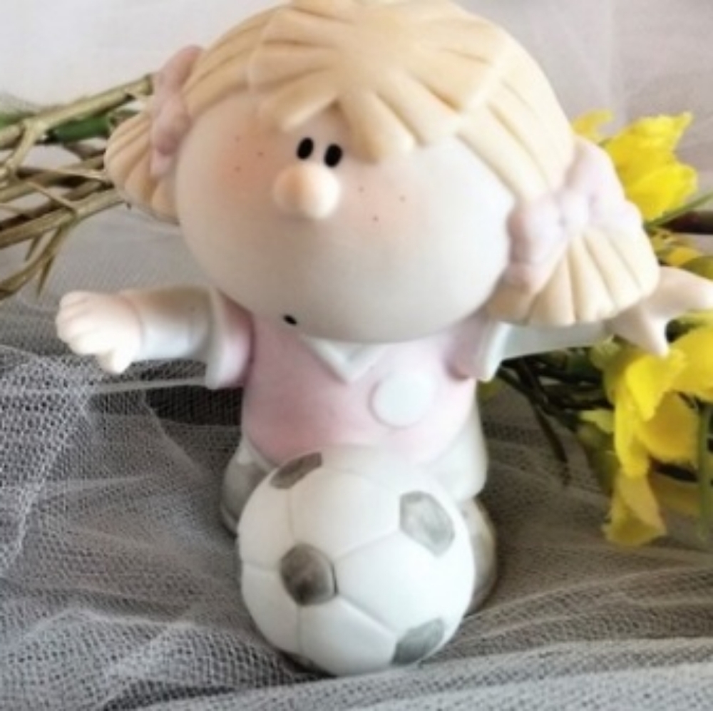 Bumpkins Figurines By Fabrizio, "Girl Soccer Player" RARE FIND 1996 Collect NWT